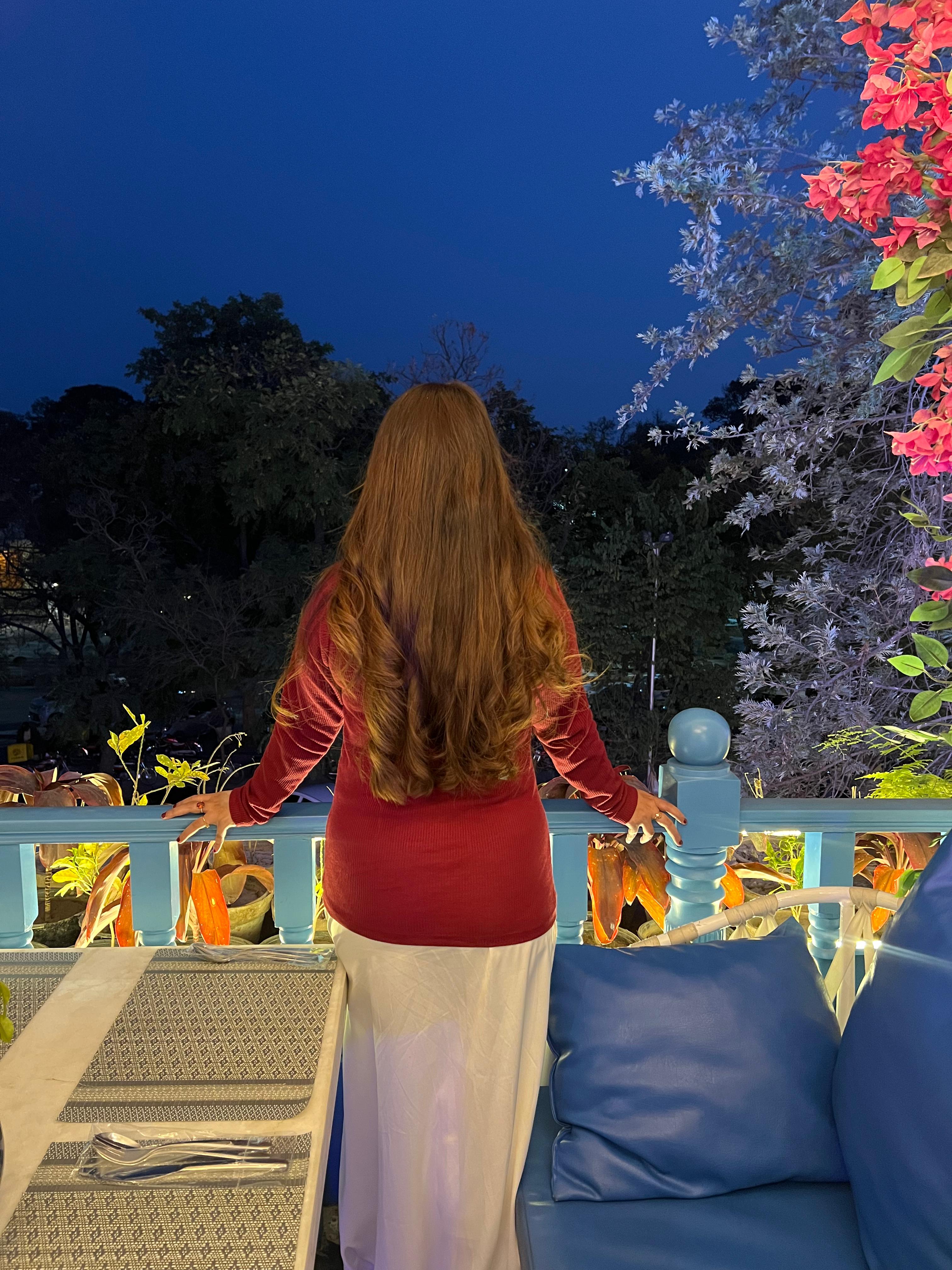 Balcony sunset portrait